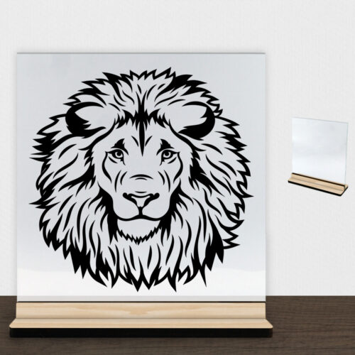 LionFace design 1 | Glasskilt inkl. fod (træfinér)