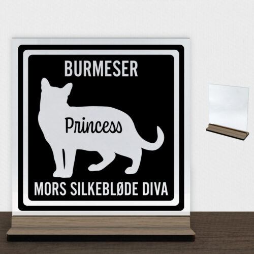 MyPets Burmeser | Glasskilt inkl. fod (træfinér)