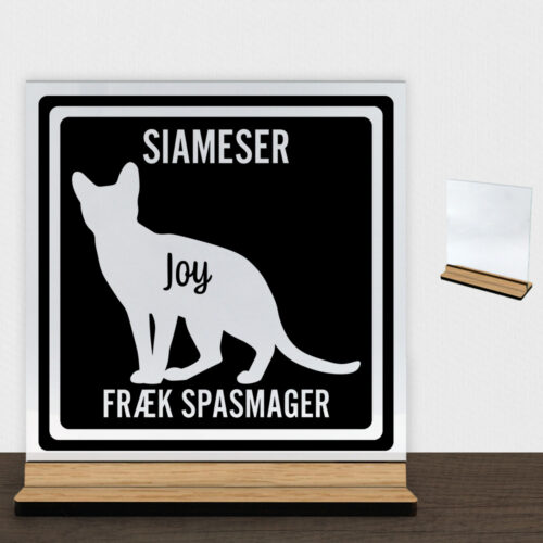 MyPets Siameser | Glasskilt inkl. fod (træfinér)