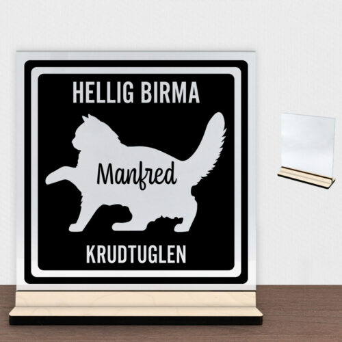 MyPets Hellig Birma | Glasskilt inkl. fod (poppel krydsfinér)
