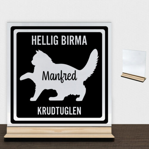 MyPets Hellig Birma | Glasskilt inkl. fod (træfinér)