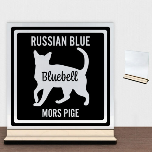 MyPets Russian Blue | Glasskilt inkl. fod (poppel krydsfinér)