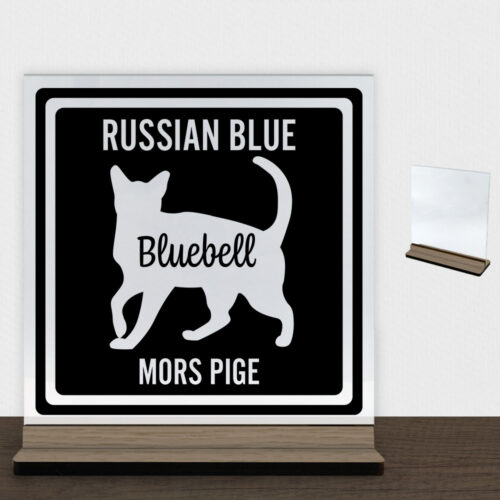 MyPets Russian Blue | Glasskilt inkl. fod (træfinér)