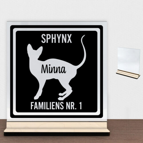 MyPets Sphynx | Glasskilt inkl. fod (poppel krydsfinér)
