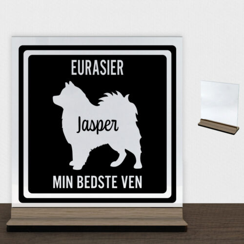 MyPets Eurasier | Glasskilt inkl. fod (træfinér)