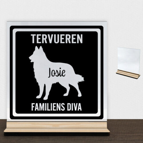 MyPets Tervueren | Glasskilt inkl. fod (træfinér)