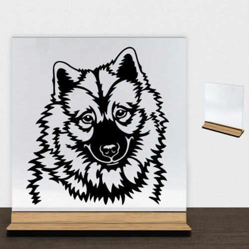 DogFace Eurasier | Glasskilt inkl. fod (træfinér)