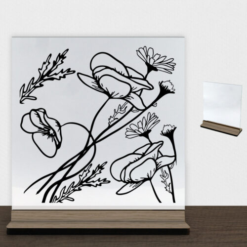 Wild Bouquet design 1 | Glasskilt inkl. fod (træfinér)