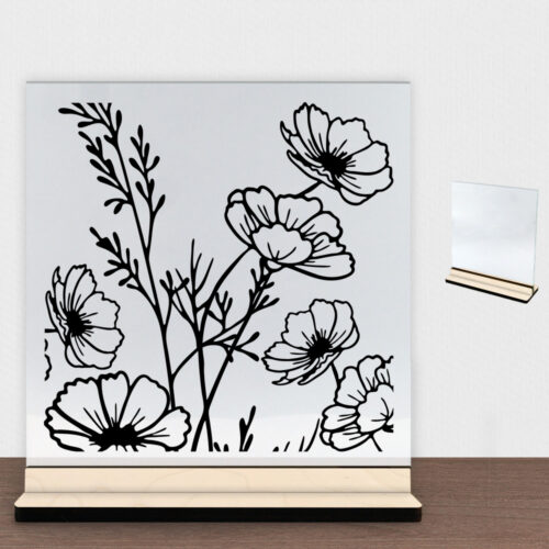 Wild Bouquet design 2 | Glasskilt inkl. fod (poppel træfinér)