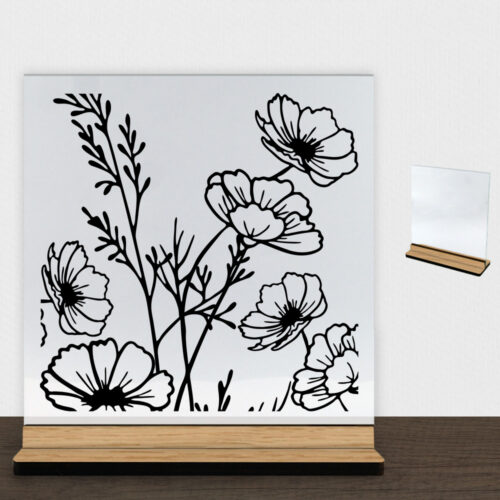 Wild Bouquet design 2 | Glasskilt inkl. fod (træfinér)