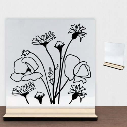 Wild Bouquet design 3 | Glasskilt inkl. fod (poppel træfinér)