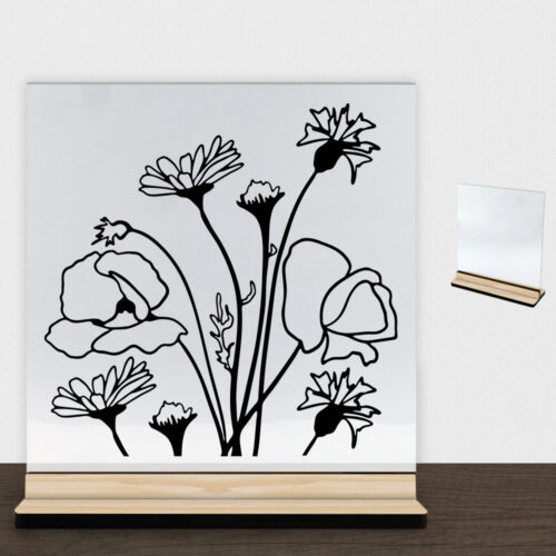 Wild Bouquet design 3 | Glasskilt inkl. fod (træfinér)
