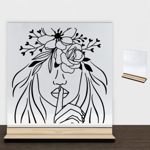 Floral woman design 3 | Glasskilt inkl. fod (træfinér)