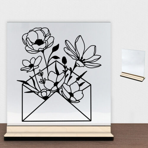 Floral envelope design 1 | Glasskilt inkl. fod (poppel træfinér)