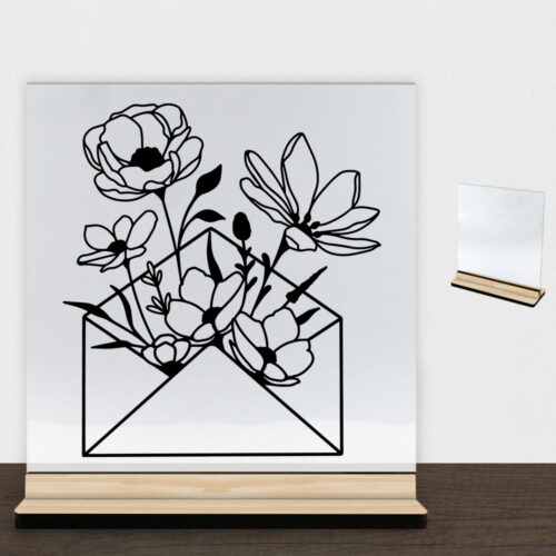 Floral envelope design 1 | Glasskilt inkl. fod (træfinér)