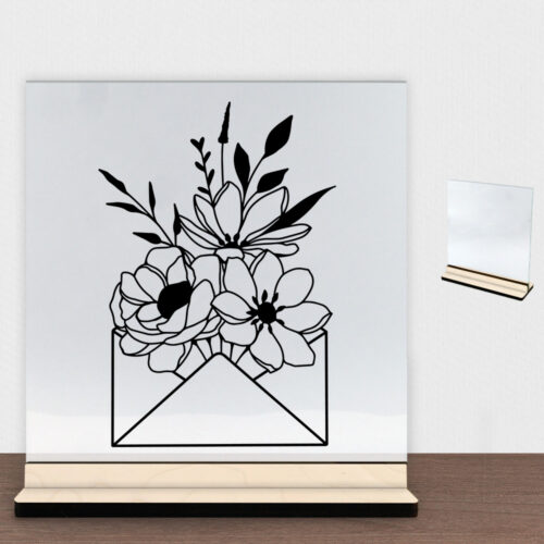 Floral envelope design 2 | Glasskilt inkl. fod (poppel træfinér)