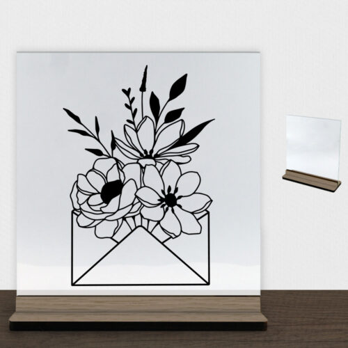 Floral envelope design 2 | Glasskilt inkl. fod (træfinér)
