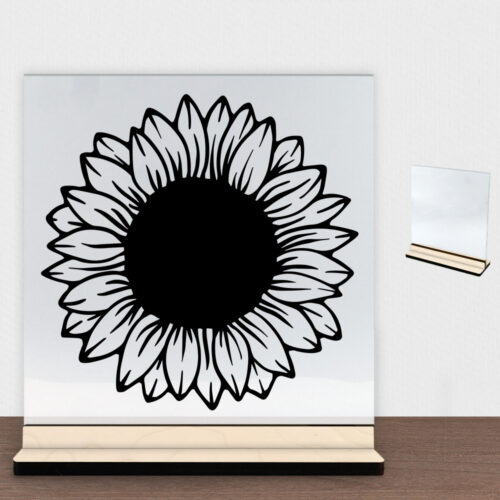 Sunflower | Glasskilt inkl. fod (poppel træfinér)