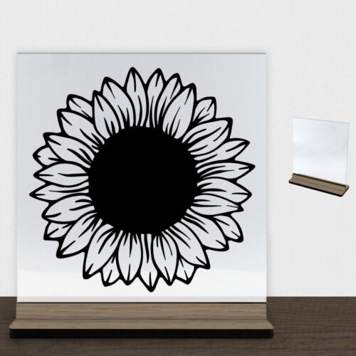 Sunflower | Glasskilt inkl. fod (træfinér)