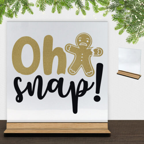 Funny Christmas - Oh snap! | Glasskilt inkl. fod (træfinér)