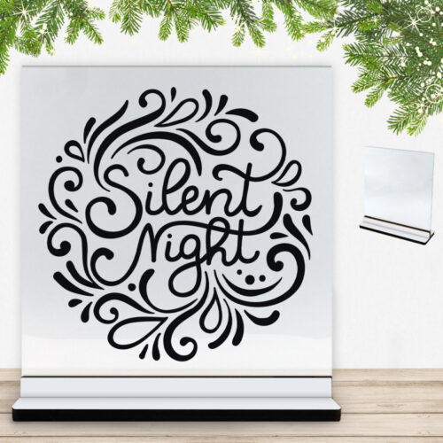 Christmas Decor - Silent night | Glasskilt inkl. fod med farvet overflade