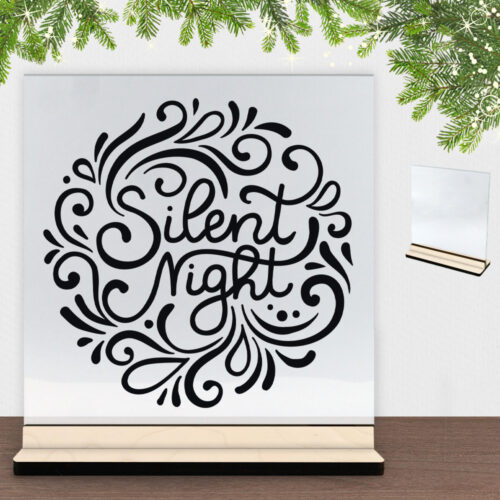 Christmas Decor - Silent night | Glasskilt inkl. fod (poppel krydsfinér)