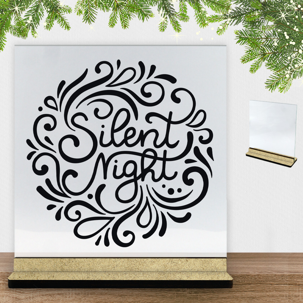 Christmas Decor - Silent night | Glasskilt inkl. fod (træfiber)