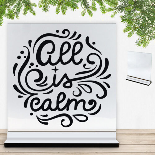 Christmas Decor - All is calm | Glasskilt inkl. fod med farvet overflade