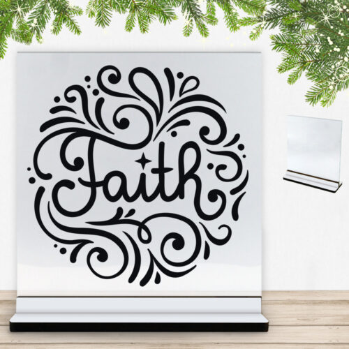 Christmas Decor - Faith | Glasskilt inkl. fod med farvet overflade