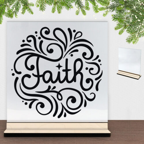 Christmas Decor - Faith | Glasskilt inkl. fod (poppel krydsfinér)