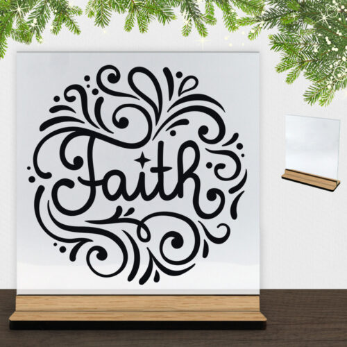 Christmas Decor - Faith | Glasskilt inkl. fod (træfinér)