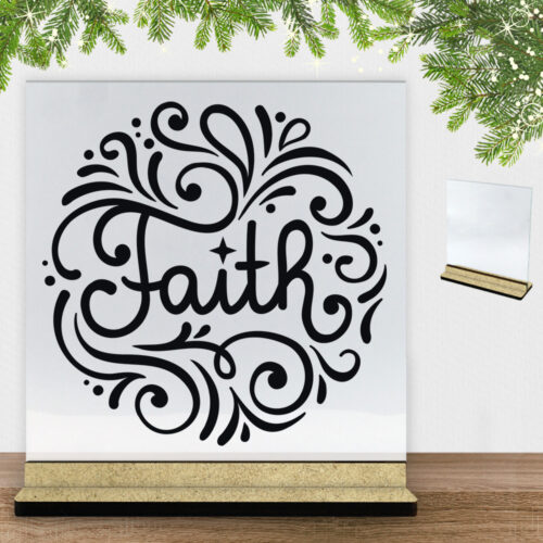 Christmas Decor - Faith | Glasskilt inkl. fod (træfiber)