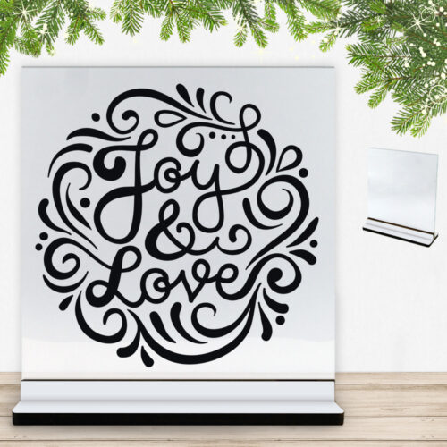 Christmas Decor - Joy & Love | Glasskilt inkl. fod med farvet overflade