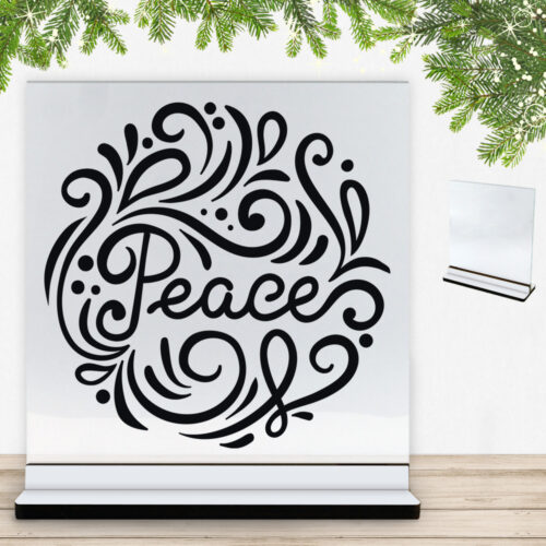 Christmas Decor - Peace | Glasskilt inkl. fod med farvet overflade