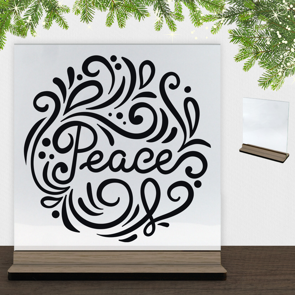 Christmas Decor - Peace | Glasskilt inkl. fod (træfinér)