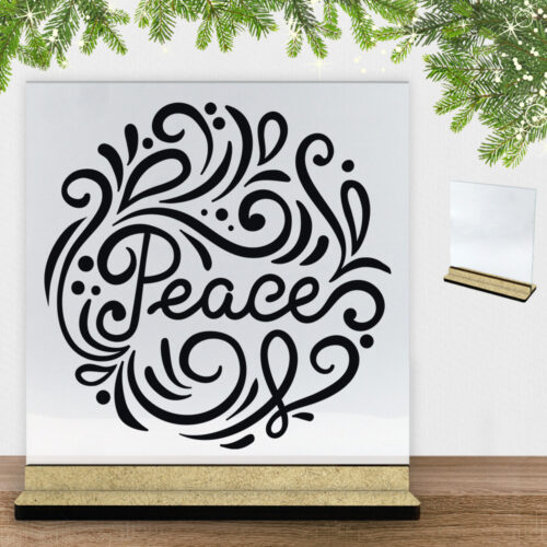 Christmas Decor - Peace | Glasskilt inkl. fod (træfiber)