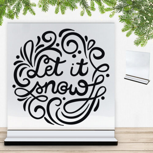 Christmas Decor - Let it snow | Glasskilt inkl. fod med farvet overflade