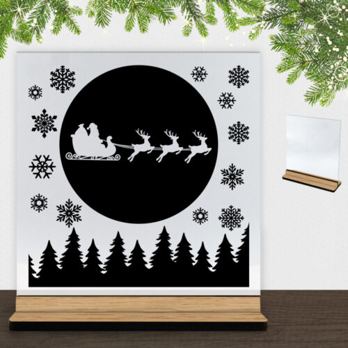 Ho Ho Ho Santa is coming tonight #1 | Glasskilt inkl. fod (træfinér)