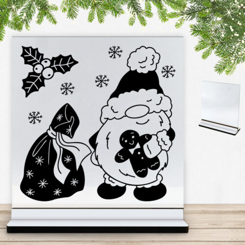 Super sød nissemand #1 | Glasskilt inkl. fod med farvet overflade