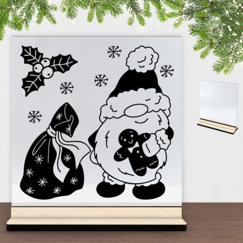 Super sød nissemand #1 | Glasskilt inkl. fod (poppel krydsfinér)