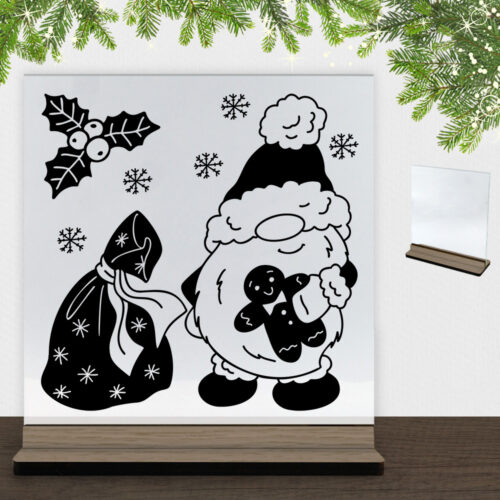 Super sød nissemand #1 | Glasskilt inkl. fod (træfinér)