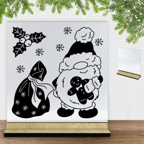 Super sød nissemand #1 | Glasskilt inkl. fod (træfiber)