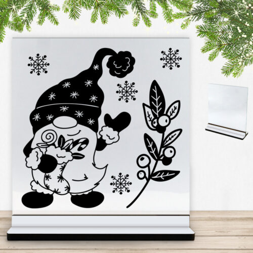 Super sød nissemand #2 | Glasskilt inkl. fod med farvet overflade