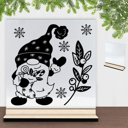 Super sød nissemand #2 | Glasskilt inkl. fod (poppel krydsfinér)