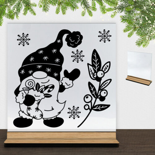 Super sød nissemand #2 | Glasskilt inkl. fod (træfinér)