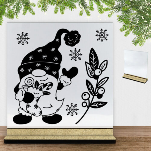 Super sød nissemand #2 | Glasskilt inkl. fod (træfiber)