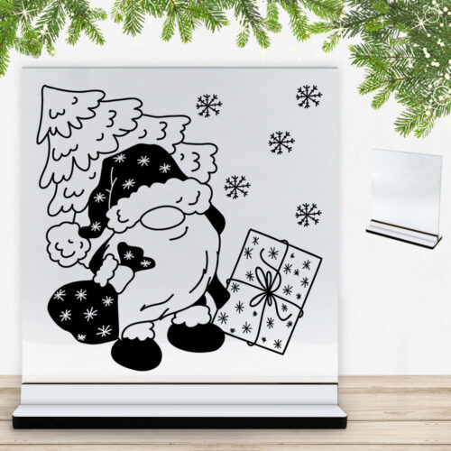 Super sød nissemand #3 | Glasskilt inkl. fod med farvet overflade