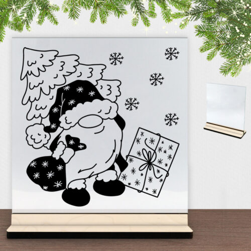 Super sød nissemand #3 | Glasskilt inkl. fod (poppel krydsfinér)