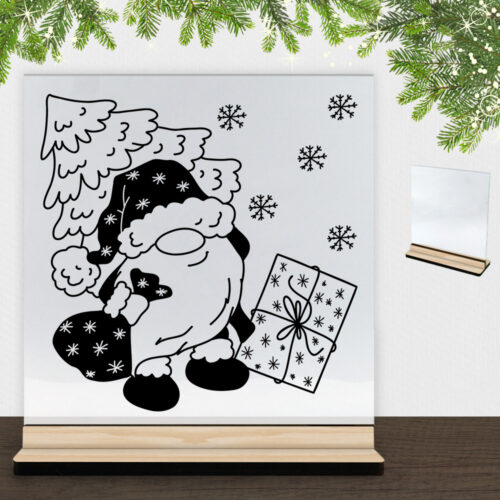Super sød nissemand #3 | Glasskilt inkl. fod (træfinér)