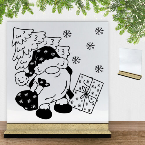 Super sød nissemand #3 | Glasskilt inkl. fod (træfiber)